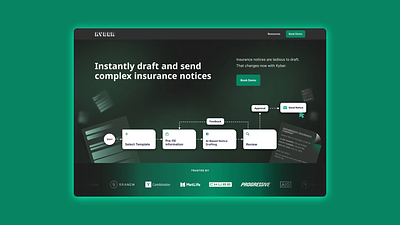 SaaS AI Landingpage for Insurtech ai branding graphic design green insurance landing page motion graphics saas