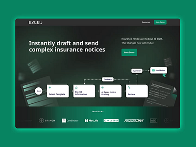 SaaS AI Landingpage for Insurtech ai branding graphic design green insurance landing page motion graphics saas