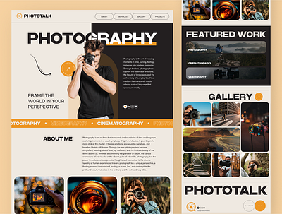 Photography Landing Page analytics app ui branding cards design figma graphic design illustration landing page logo photography ui