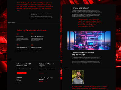 SEQSparky – Website for electrical service black clean dark electrical red ui web