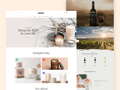 Candle & Wine Website Template - Lumin winery ecommerce shop
