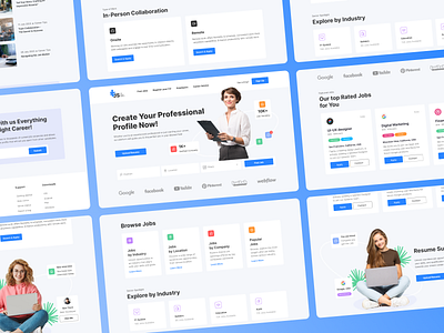 Job Search Platform button color composition design graphic design input job platform logo section type typography ui ux web design