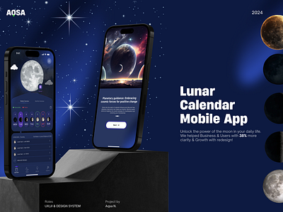Lunar Calendar Mobile App | Moon Educational App educational app lunar calendar app mobile app moon app product design ui ux case study uxui