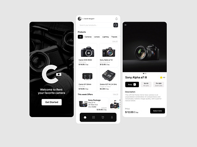 Camera Rental App app camera rent design mobile app ui