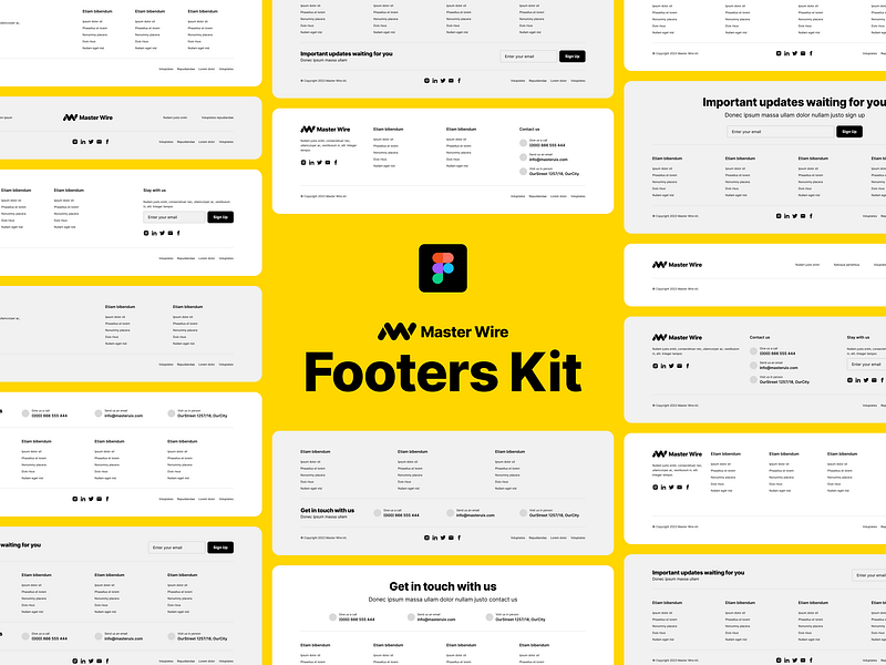 Footers Figma Wireframe Kit application figma footer footers inspiration kit product redesign simple style template type typography ui ui design ux web web design web site wireframe