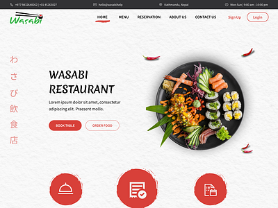 Wasabi Restaurant Website Responsive Design (Web & Mobile) japanese restaurant website responsive design ui ux website design