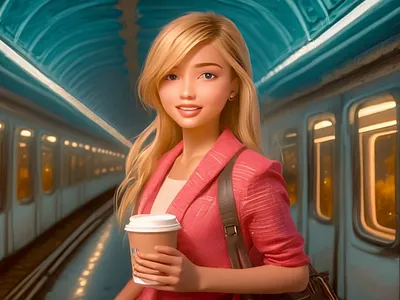 Girl on the Subway ai generated animation center position coffee coffee drinking design design inspiration flat design fresh design generative art girl inspiration london metro nyc runwal ml subway transportation tube