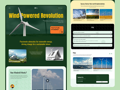 Renewable Energy - Windmill Landing Page branding clean electricity homepage illustration landing page landing page design landscape power renewable energy solar panel sustainability website website design wind wind energy windmill windmill design windmill landing page windmills