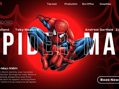 Spiderman webpage design branding ui ux uxui design web design