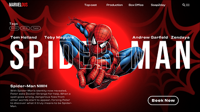 Spiderman webpage design branding ui ux uxui design web design