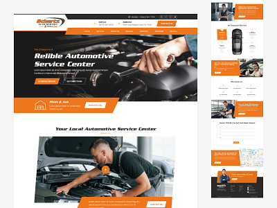 Automotive Service Center Website Design creative garage landing page mechanical orange service center ui ui ux ux web website design