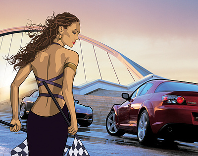 Illustration for Mazda car design girl graphic design illustration vector woman