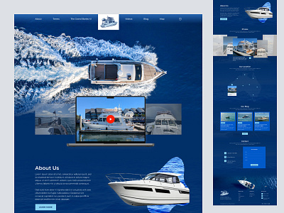 Boat Travel Website Design blue boat travel creative landing page rent responsive sea travel ui ui ux web