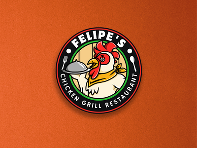 Felipe's Chicken Restaurant Logo animal logo branding cartoon chicken logo logo character design logo mascot