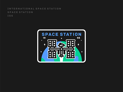 Space Station badge branding design earth graphic design icon icon set illustration line outline logo nasa space space mission space station spacecraft spacex stars sticker universe vector
