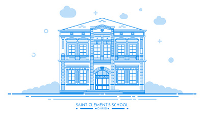 St. Clement of Ohrid School, Ohrid, Macedonia adobe illustrator architecture city construction cultural design elegance europe heritage house illustration inspiration macedonia museum neoclassical style ohrid slavic traditional unique vector