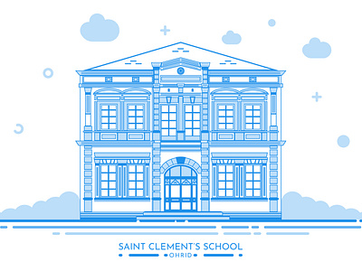 St. Clement of Ohrid School, Ohrid, Macedonia adobe illustrator architecture city construction cultural design elegance europe heritage house illustration inspiration macedonia museum neoclassical style ohrid slavic traditional unique vector