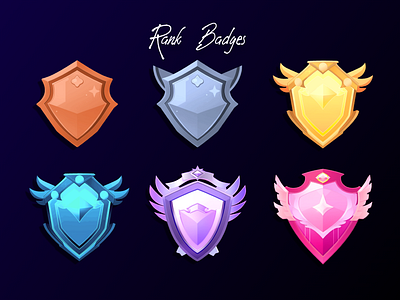 rank badges (cartoony style) graphic design illustration