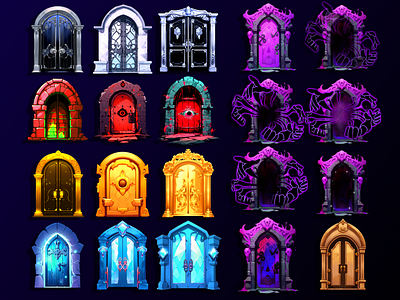 Fantasy game door designs & concepts graphic design illustration
