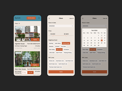 Real Estate website filters app design feature filters house map mobile product real estate switch ui ux web website