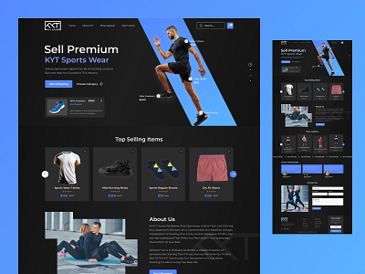 Premium Sports Wear Website Design appearance black blue creative dark landing premium premium store product responsive sports sports wear store ui ui ux ux website