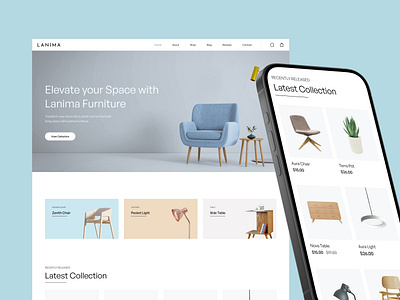 Lanima - Furniture Website Template decor design funiture hero home interior landing minimal modern store ux webflow website