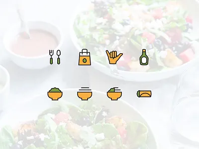 Diced Salad Icon Set chopped diced dressing fork healthy icon icons line minimal salad set spoon to go wrap