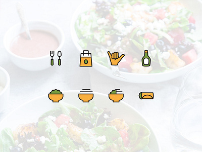 Diced Salad Icon Set chopped diced dressing fork healthy icon icons line minimal salad set spoon to go wrap