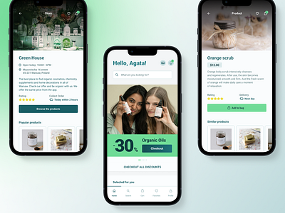 Mobile App Organic Beauty Ecommerce app design ecommerce ui