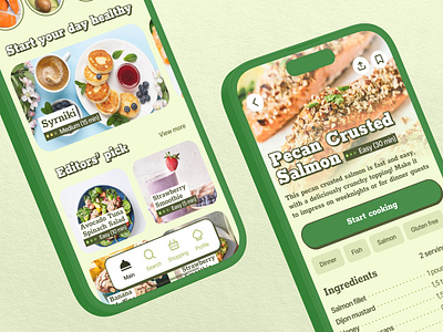 Self Chef – App with healthy and tasty recipes app application cook cooking design food foodtech healthy food product recipes ui ux