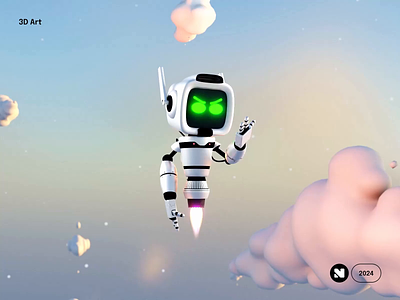 3D Robot Flying Animation 3d 3d animation 3d art 3d character 3d render 3d robot animation art blender cartoon character design flying robot illustration loop loop animation mascot motion graphics render robot