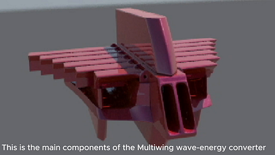 Video of the main parts of the multiwing wavepower design 3d animation motion graphics