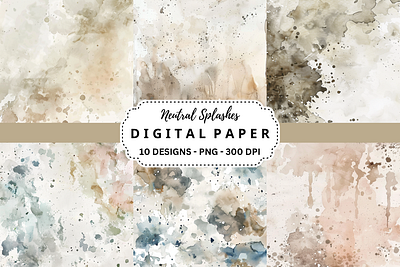 Watercolor Neutral Splashes Background commercial use art