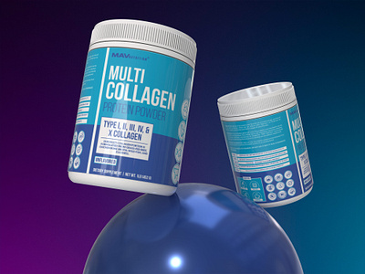 Label design for multi-collagen product! 3d 3d design can creative diecut jar label label designs labels life minimalist modern multi collagen package packages powder product sleek vibrant