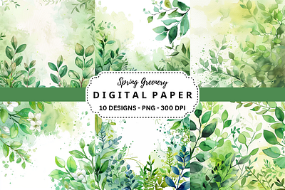 Watercolor Spring Greenery Background tumbler wrap