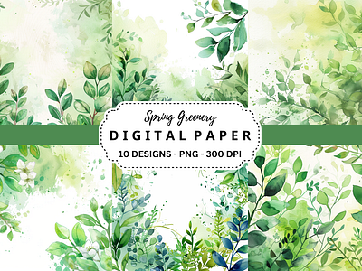 Watercolor Spring Greenery Background tumbler wrap