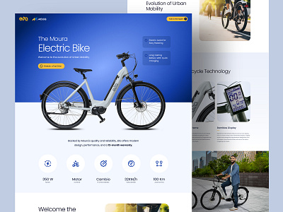 E-Bike Landing Page Design bicycle bike clean creative design e bike features inovative inspiration interface landing page lanidng page product ride ui ux ui website