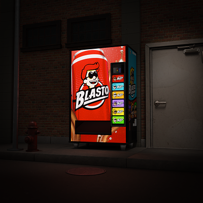 Blasto! 3d blender brand branding cans cola illustration interactive logo playcanvas pop soda vending machine