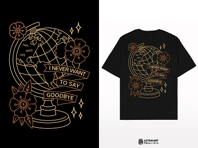 Globe & Goodbye america american traditional american traditional tattoo atlas band band merch earth flower geography globe merch merchandise monoline planet this wild life tshirt design united states us usa world