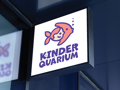 Kinderquarium Logotype angelfish aquarium branding camp cartoon children cute fish fun girl graphic design lettering logo design mascot print school swim toy tropical typography