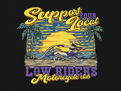 LOW RIDERS apparel appareldesign customddesign customillustration handdrawn illustration motorcycle palmtree retro tshirt tshirtdesign vector vintage vintageartwork vintagedrawing vintageillustration