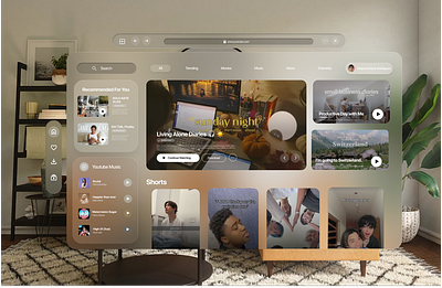 Youtube Homepage - Vision Pro graphic design ui