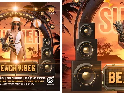 SUMMER FLYER beach beach party flyer summer summer night summer party sunset tropical