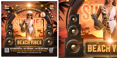 SUMMER FLYER beach beach party flyer summer summer night summer party sunset tropical