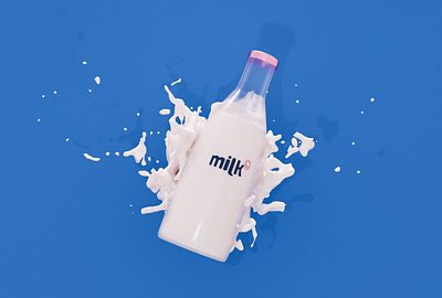 Cartoon Style Milk 3d bottle bottle branding bottle design milk visualisation