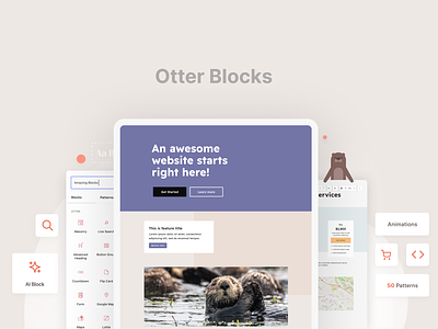 Otter Blocks - Page Builder for Gutenberg Editor branding figma marketing minimal ui website wordpress design