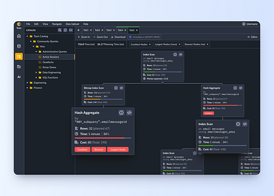 Explain & Execution SQL Code Feature analytics branding dark theme desktop feature light theme product design research ui user flow ux web