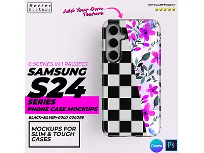Samsung S24 Series Tough & Snap Slim Cases Mockups, S24 Mockups canva mockup bundle tough case mockup