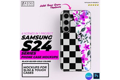 Samsung S24 Series Tough & Snap Slim Cases Mockups, S24 Mockups canva mockup bundle tough case mockup