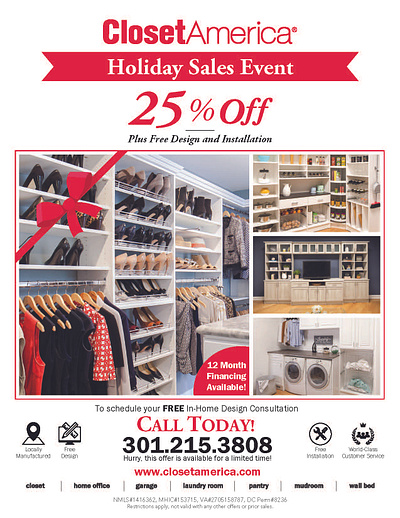 Closet America Holiday Sales 25% Event ad ads branding closet closet america flyer graphic design holiday holiday sales motion graphics ui varga mihaly